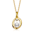 Initial O Pear Shape CZ And Pearl Pendant Necklace In 14K Gold Over Brass