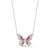 Sterling Statements Rhodium Over Sterling Silver Pink Ombre CZ Butterfly Necklace