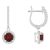 6mm Round Garnet 1/3 ctw Diamond Rhodium Over Sterling Silver Halo
Dangle Earrings
