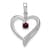 Rhodium Over 14k White Gold Garnet and Diamond Heart Pendant
