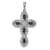 Rhodium Over 14K White Gold White and Black Diamond Cross Pendant