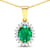 1.10ctw 14K Yellow Gold Zambian Emerald and White Diamond Pendant with
18 inch Cable Chain