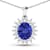 Blue Tanzanite and White Diamond 14K White Gold Halo Pendant with Cable
Chain 3.75ctw