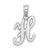 Rhodium Over 14k White Gold Polished Script Letter H Initial Pendant