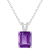 10x8mm Emerald Cut Amethyst With Diamond Accents Rhodium Over Sterling
Silver Pendant with Chain