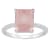 10x8mm Emerald Cut Rose Quartz and 1/10 ctw Diamond Rhodium Over
Sterling Silver Ring