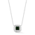 Rachel Zoe Green CZ Halo Pendant Necklace in Rhodium Over Sterling Silver