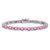 Rhodium Over 14k White Gold Oval Lab Created Pink Sapphire and Diamond Bracelet