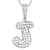 CZ Initial J Bubble Letter Pendant Necklace In Sterling Silver 1.59ctw