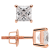 White Cubic Zirconia 14k Rose Gold Studs With Velvet Gift Box 1.00ctw