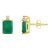 6x4mm Emerald Cut Emerald with Diamond Accents 14k Yellow Gold Stud Earrings