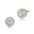 CZ Halo Stud Earrings In 14K Gold Over Sterling Silver