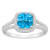 7mm Cushion Blue Topaz 1/4 ctw Diamond Rhodium Over Sterling Silver Halo Ring