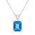 10x8mm Emerald Cut Blue Topaz 14k White Gold Pendant With Chain