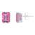 8x6mm Emerald Cut Pink Topaz 14k White Gold Stud Earrings