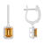 7x5mm Emerald Cut Citrine 1/3 ctw Diamond Rhodium Over Sterling Silver
Halo Dangle Earrings