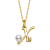 Initial X Pear Shape CZ And Pearl Pendant Necklace In 14K Gold Over Brass