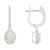 7x5mm Oval Opal 1/3 ctw Diamond Rhodium Over Sterling Silver Halo Dangle Earrings