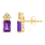 6x4mm Emerald Cut Amethyst with Diamond Accents 14k Yellow Gold Stud Earrings