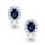 Sapphire Color CZ Halo Stud Earrings In Sterling Silver 7.4ctw