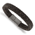 Brown Braided Leather and Stainless Steel Brushed 8.25-inch Bracelet
