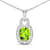2.0ctw 14K White Gold Cushion Peridot and White Diamond Pendant with 18
inch Cable Chain