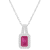 6x4mm Emerald Cut Ruby 1/8 ctw Diamond Rhodium Over Sterling Silver Halo
Pendant with Chain