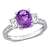 Amethyst and Diamond 14K White Gold 3-Stone Ring 2.06ctw