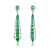 Green Cubic Zirconia, Rhodium Over Sterling Silver Ladder Style Dangle Earrings