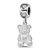 Rhodium Over Sterling Silver LogoArt Kappa Delta Teddy Bear Heart Bead