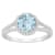 7mm Round Aquamarine 1/4 ctw Diamond Rhodium Over Sterling Silver Halo Ring