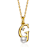 Initial G CZ And Pearl Simulant Pendant Necklace In 14K Gold Over Brass
