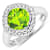 Cushion Cut Green Peridot and White Diamond 14K White Gold Halo Ring
2.26 ctw