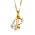 Initial P CZ And Pearl Simulant Pendant Necklace In 14K Gold Over Brass