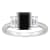 8x6mm Emerald Cut Black Onyx And White Topaz Rhodium Over Sterling
Silver 3-Stone Ring