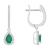 6x4mm Pear Shape Emerald 1/3 ctw Diamond Rhodium Over Sterling Silver
Halo Dangle Earrings