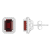 7x5mm Emerald Cut Garnet 1/5 ctw Diamond Rhodium Over Sterling Silver
Halo Stud Earrings