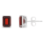 8x6mm Rectangular Octagonal Garnet Rhodium Over Sterling Silver Stud Earrings