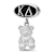 Sterling Silver LogoArt Kappa Delta Oval with Teddy Bear Dangle Bead