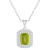 8x6mm Emerald Cut Peridot And White Topaz Rhodium Over Sterling Silver
Double Halo Pendant w/Chain