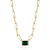 Sterling Statements 14K Yellow Gold Over Sterling Silver Green CZ
Necklace with Paperclip Chain