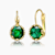 Emerald Color CZ Solitaire Drop Earrings In 14K Gold Over Brass