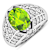 2.72ctw Green Peridot and Diamond 14K White Gold Halo Ring