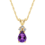 7x5mm Pear Shape Amethyst with Diamond Accents 14k Yellow Gold Pendant
With Chain