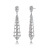 Clear Cubic Zirconia, Rhodium Over Sterling Silver Ladder Style Dangle Earrings