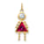 10k Yellow Gold Red Ruby Simulant July Birthstone and Clear Cubic
Zirconia Girl Charm