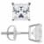 White Cubic Zirconia 14k White Gold Studs With Velvet Gift Box 3.00ctw