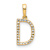 14k Yellow Gold Diamond Letter D Initial Pendant