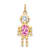 10k Yellow Gold Pink Tourmaline Simulant October Birthstone and Clear
Cubic Zirconia Boy Charm
