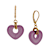 Gold Tone Glass Heart Drop Leverback Earrings